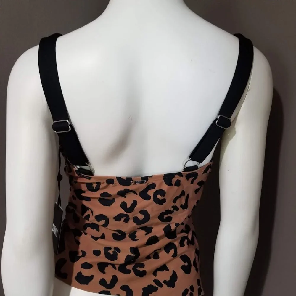 DKNY Leopard Print Tankini Top Size Large - Picture 4 of 9